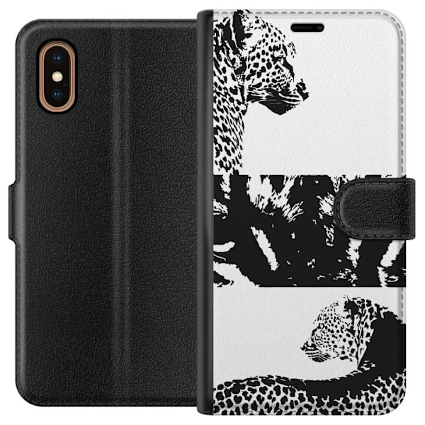Apple iPhone XS Max Lompakkokotelo Leopard Faces