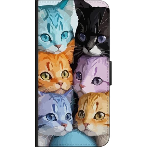 Kompatibel Tegnebogsetui til OnePlus 9 Pro Farverige Katte