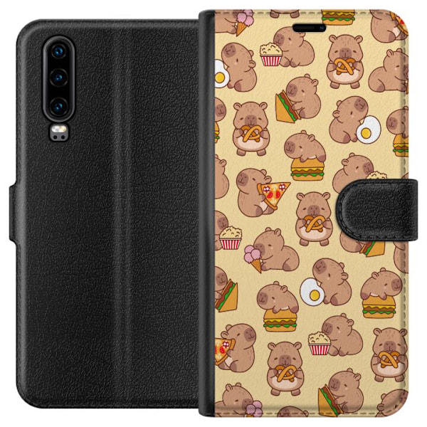 Huawei P30 Lompakkokotelo Kawaii capybara puhelinkotelo useilla söpöillä hahmoilla