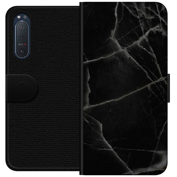 Sony Xperia 5 II Plånboksfodral Svart marmor