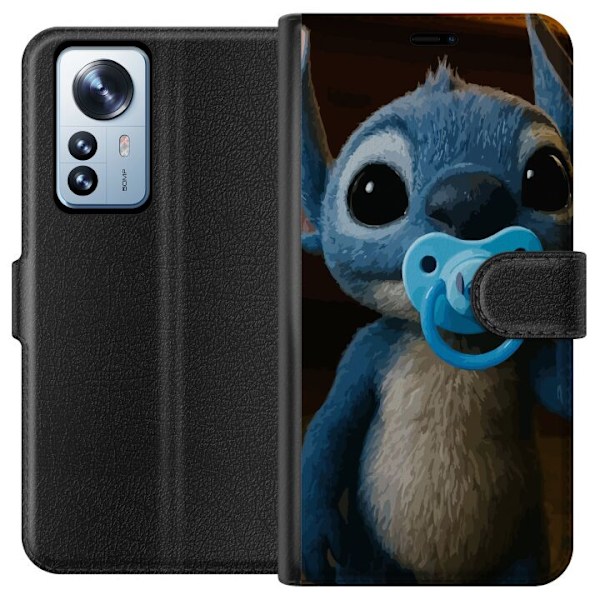 Xiaomi 12 Pro Lompakkokotelo Stitch & Napp - vauvateema söpöllä hahmolla