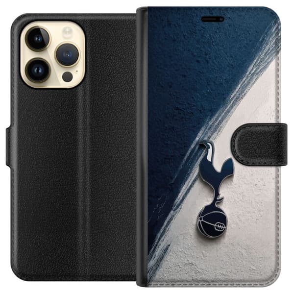 Kompatibel Tegnebogsetui til Apple iPhone 15 Pro Max Tottenham Hotspur-emblemet i minimalistisk mørk design blå