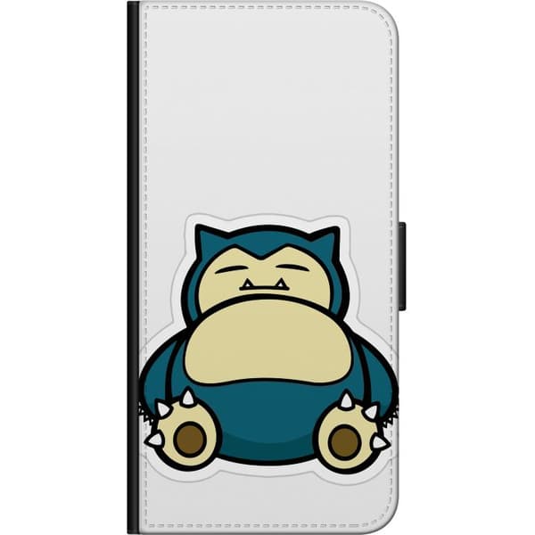 Kompatibel Tegnebogsetui til Xiaomi Redmi Note 9 Pro Sovende Snorlax i blå og beige, charmerende tegnet Pokémonmotiv blå