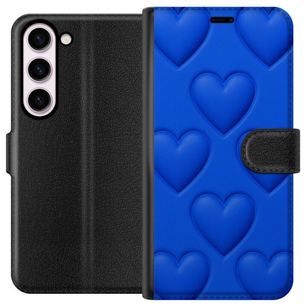 Samsung Galaxy S23 Lommeboketui Blå Hjerter