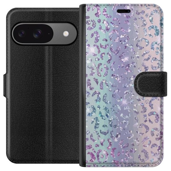 Google Pixel 9 Pro Lompakkokotelo Glitter Leopard