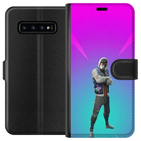 Samsung Galaxy S10 Tegnebogsetui sort ridder fortnite