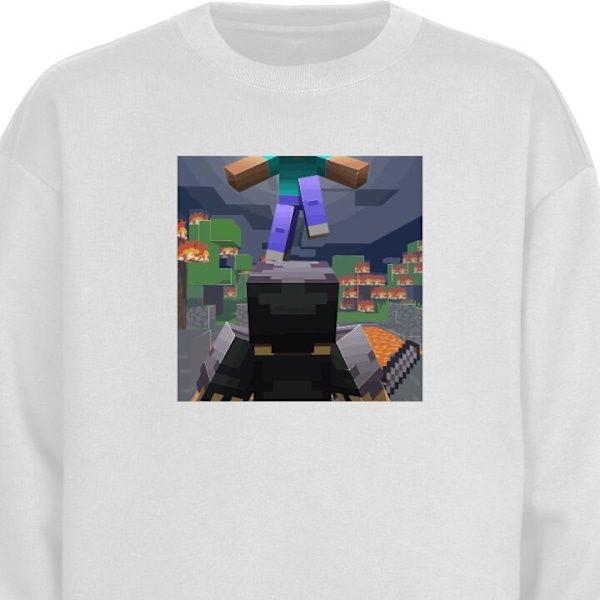 Sweatshirt for Voksen | Klassisk Collegegenser Minecraft hvit M