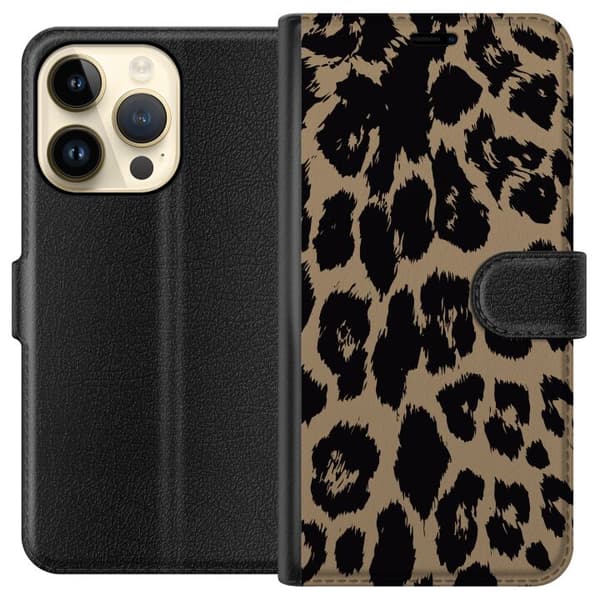 Kompatibel Tegnebogsetui til Apple iPhone 14 Pro Leopard