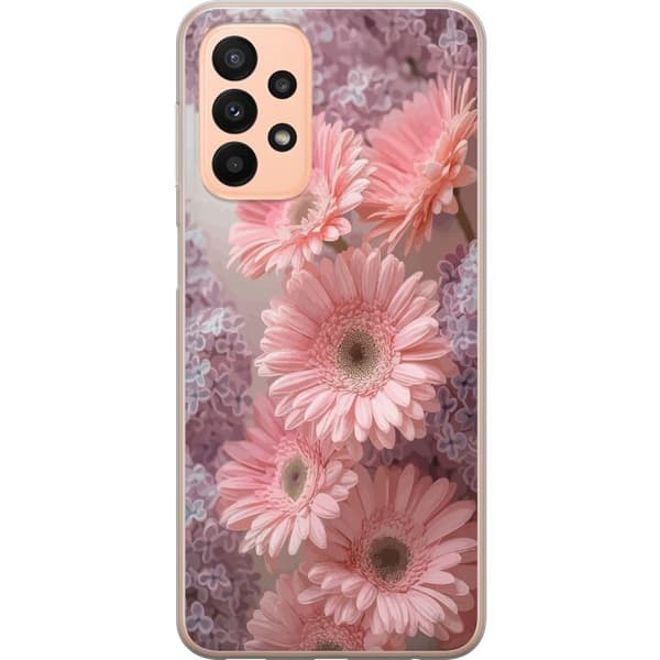 Kompatibelt Mobildeksel til Samsung Galaxy A23 Rosa Blomster Mønster Blomsterdesign