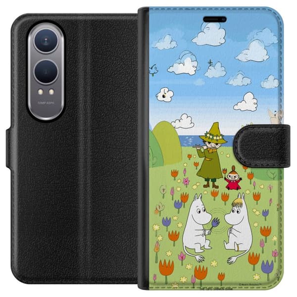 Kompatibel Tegnebogsetui til OnePlus Nord CE4 Lite Mumin i blomsteräng grøn