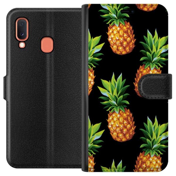 Kompatibelt Plånboksfodral till Samsung Galaxy A20e Ananas
