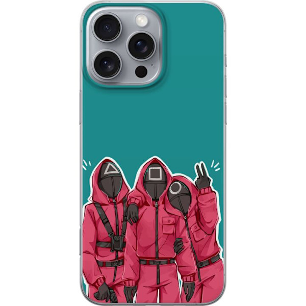 Apple iPhone 16 Pro Max Genomskinligt Skal Squid Game Karaktärer Grafisk Design Seriefigurer Populär TV Motiv Asiatisk Stil Spännande Trend