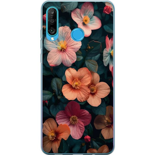 Huawei P30 lite Genomskinligt Skal Blommor