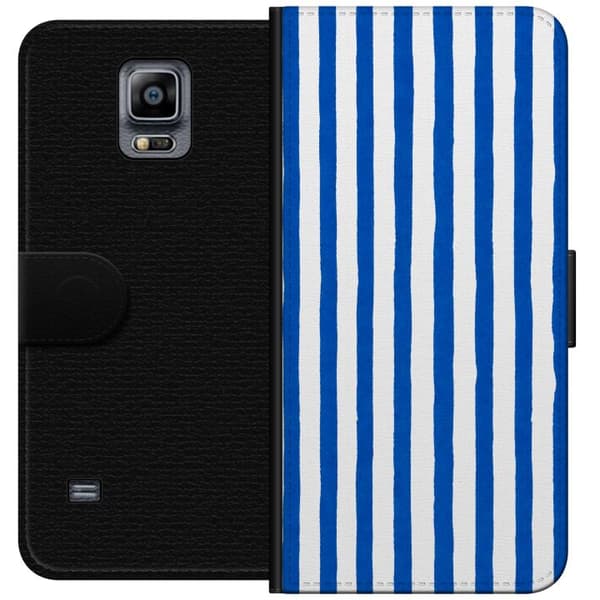 Kompatibelt Lommeboketui til Samsung Galaxy Note 4 Blåhvite penselstriper hvit