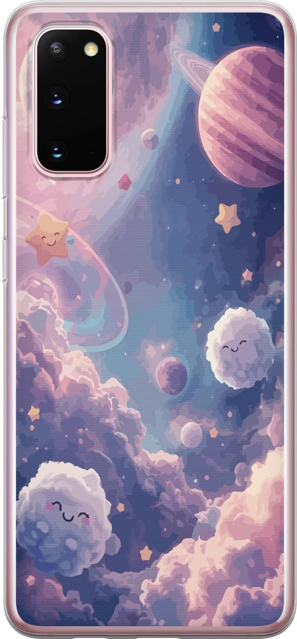 Kompatibelt Mobildeksel til Samsung Galaxy S20 Drømmende stjernehimmel med planeter skyer og smilende stjerner