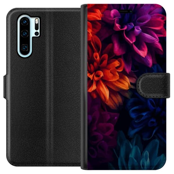 Kompatibel Tegnebogsetui til Huawei P30 Pro Farverige blomster