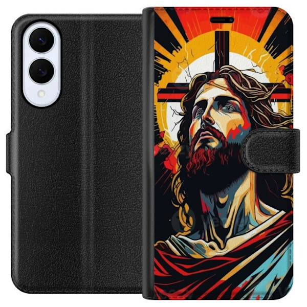 Samsung Galaxy S25 Edge Lompakkokotelo Jeesus ja Kortti - usko