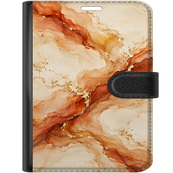 Kompatibelt Plånboksfodral till Apple iPhone Duo Bärnstensmarmor beige