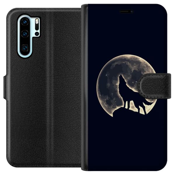 Kompatibelt Lommeboketui til Huawei P30 Pro Ulve Måne
