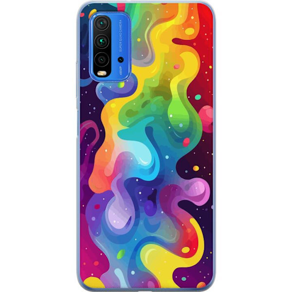 Xiaomi Redmi 9T Genomskinligt Skal Color Splash Abstrakt Konst Design Färgstarkt Mönster Modern Populär Väggkonst Grafiskt Trend
