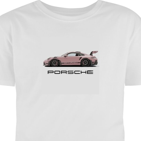 Barn-T-shirt | Bekväm T-shirt för Barn Porsche 911 Pink vit 1-2 År