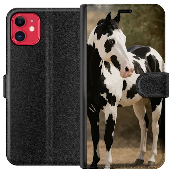 Apple iPhone 11 Plånboksfodral Vacker Häst – elegant illustration av hästmotiv