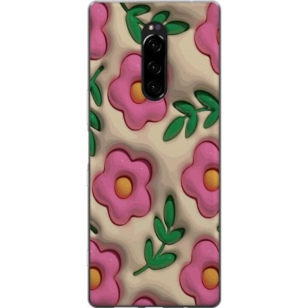 Sony Xperia 1 Genomskinligt Skal Bubbliga Blommor