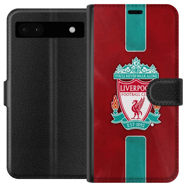 Google Pixel 6a Tegnebogsetui Liverpool FC - Klassisk Fodboldstolthed i Rødt