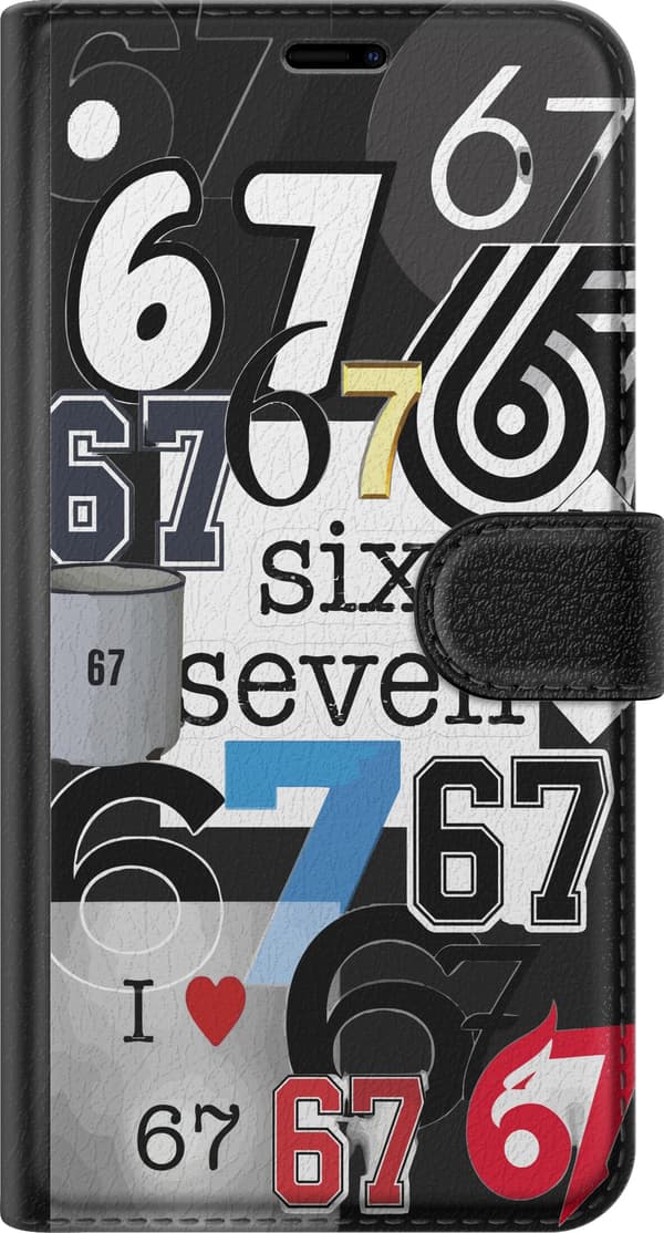 Kompatibel Tegnebogsetui til Apple iPhone 16 Plus Talcollage med 67 talmotiver i sort og hvidt sort
