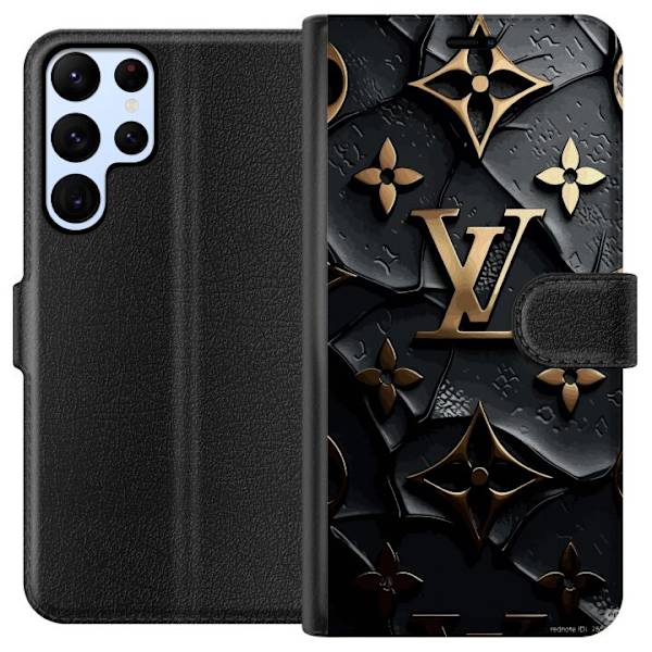 Samsung Galaxy S24 Ultra Tegnebogsetui Louis Vuitton Mørk Tilstand Design Sort Luksus Stil Mode Populær Grafisk Mønster Modeikon Luksusmærke