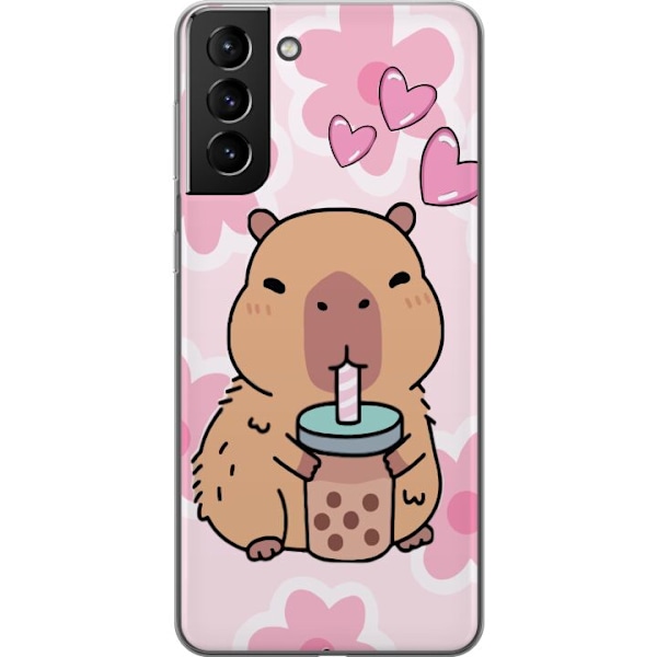Samsung Galaxy S21+ 5G Genomskinligt Skal Kawaii Capybara Hjärtan Anime Stil Söt Design Djurmotiv TikTok Populärt Present Tjej