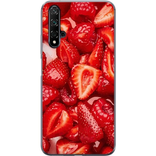 Huawei nova 5T Genomskinligt Skal Jordgubbsmönster – sött motiv med sommarkänsla