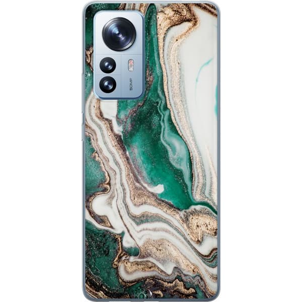 Kompatibelt Mobilskal till Xiaomi 12 Pro Grön / Guld marmor