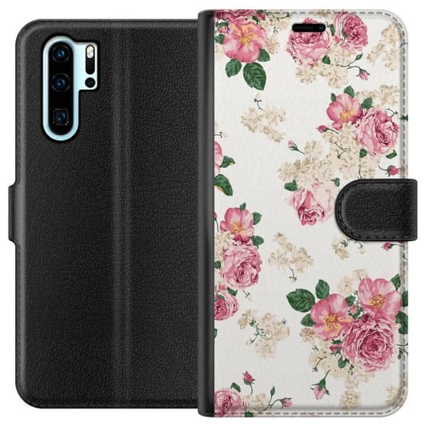 Kompatibelt Lommeboketui til Huawei P30 Pro Retro Blomster
