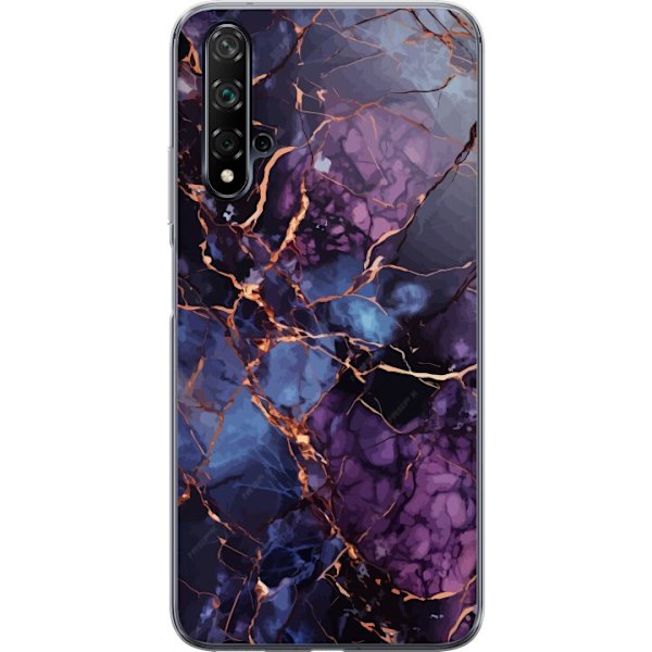 Huawei nova 5T Gennemsigtig cover Marmor Blå Lilla