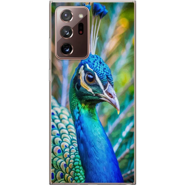 Samsung Galaxy Note20 Ultra Läpinäkyvä kuori Pavun Sulat Värikäs Design Lintuaihe Eksoottinen Graafinen Suunnittelu Luonto Ylellinen Koristelu
