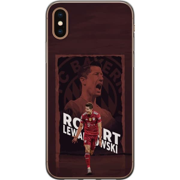Kompatibel Mobilcover til Apple iPhone XS Max Robert Lewandowski i mørkerød collage - fodboldmotiv i sort og mørkerød sort