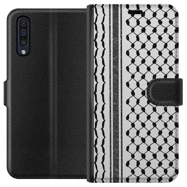 Samsung Galaxy A50 Lompakkokotelo Palestiinalainen kuvio - perinteiseen tyyliin inspiroima keffiyeh-kangas