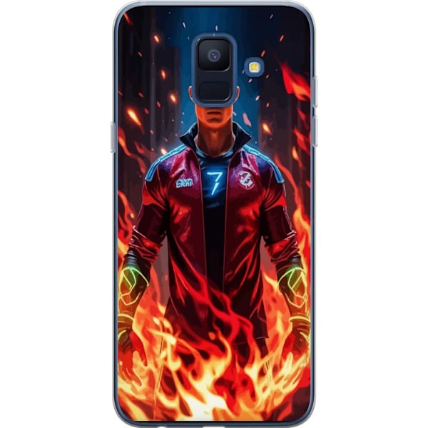 Samsung Galaxy A6 (2018) Genomskinligt Skal Ronaldo Inferno – fotbollshjälte i eldflammor