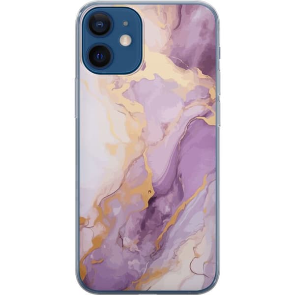 Kompatibelt Mobildeksel til Apple iPhone 12 mini Marmor Lilla Gull