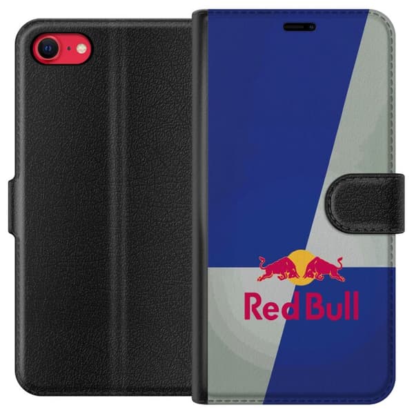 Kompatibel Tegnebogsetui til Apple iPhone 7 Minimalistisk Red Bull-logo med blå og grå baggrund blå