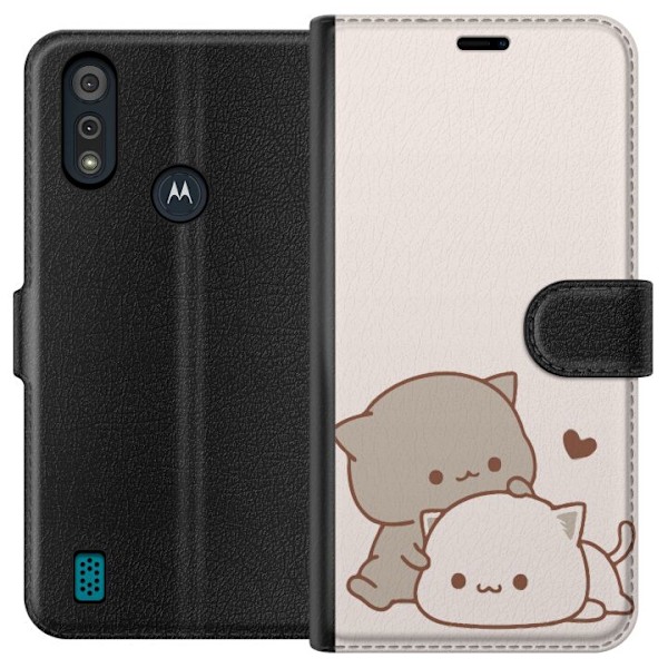 Motorola Moto E6i Tegnebogsetui Kawaii Søde Katte