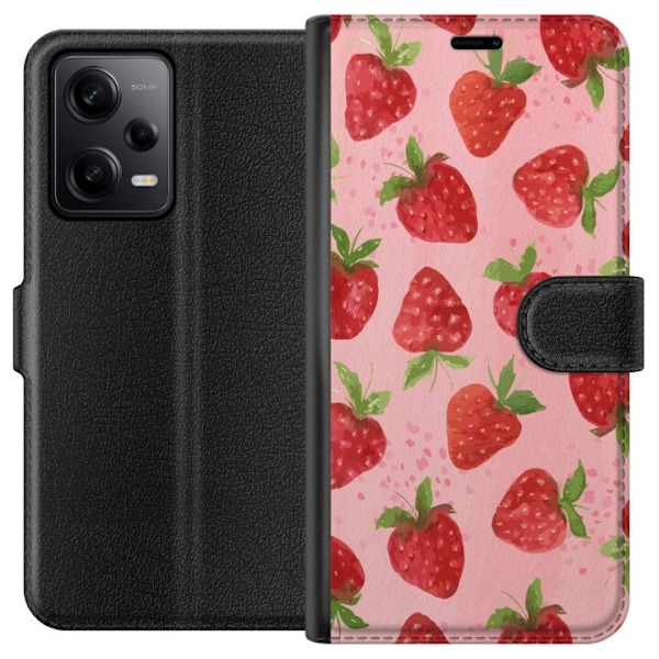 Xiaomi Redmi Note 12 Pro Lommeboketui Jordbærdrømmer - Retro-stil jordbærmønster