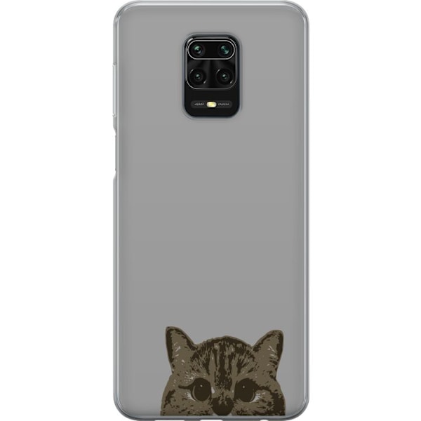 Xiaomi Redmi Note 9S Genomskinligt Skal Grå Kattblick – stilren kattdesign med grå bakgrund