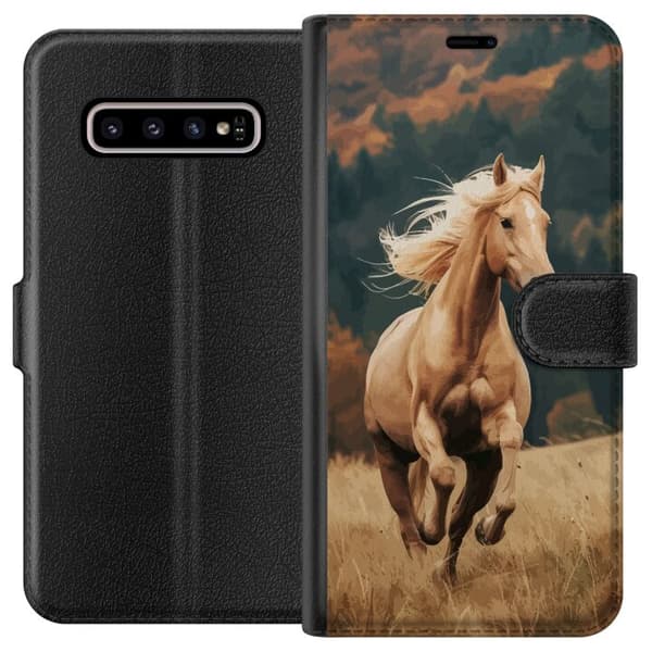 Kompatibelt Lommeboketui til Samsung Galaxy S10+ Springende Hest
