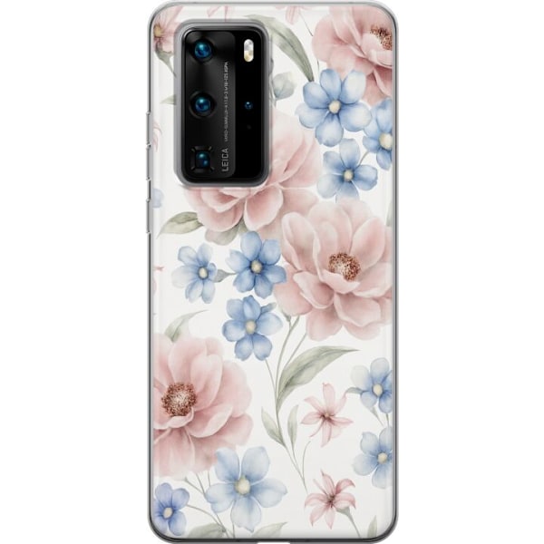 Huawei P40 Pro Genomskinligt Skal Romantiska blommor
