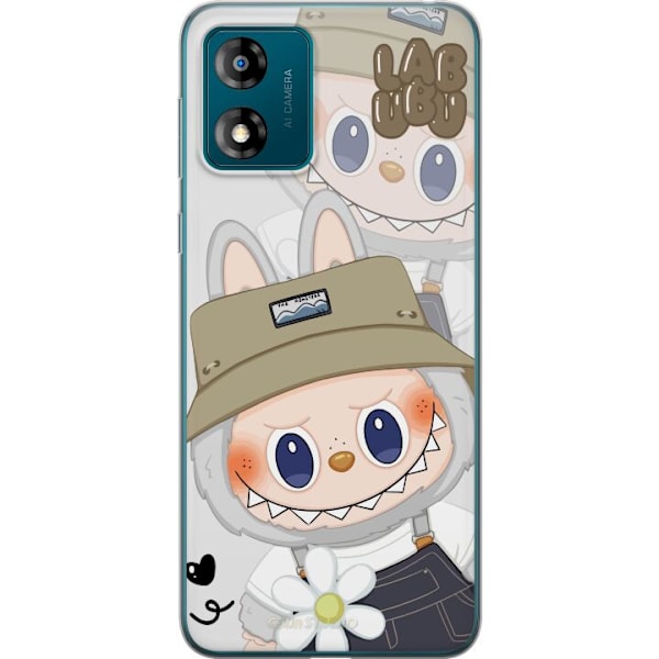 Motorola Moto E13 Gennemsigtig cover Labubu Minimal Mood - Enkel og stilren monsterdesign