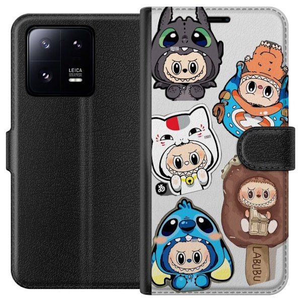 Xiaomi 13 Pro Tegnebogsetui Labubu figur samling - Pop Mart Labubu The Monsters i farverigt design