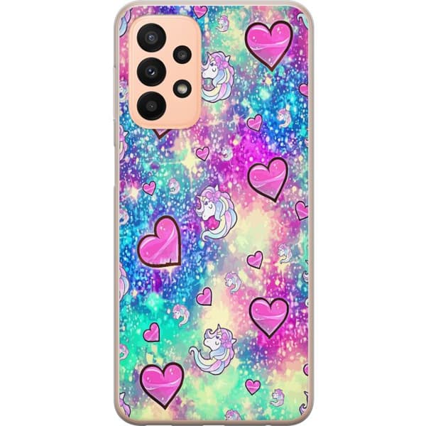 Kompatibelt Mobildeksel til Samsung Galaxy A23 Unicorn og hjerter