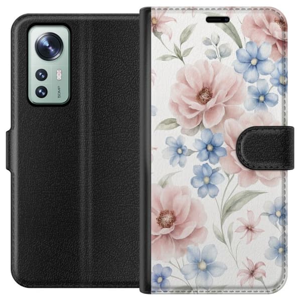 Kompatibelt Plånboksfodral till Xiaomi 12 Romantiska blommor
